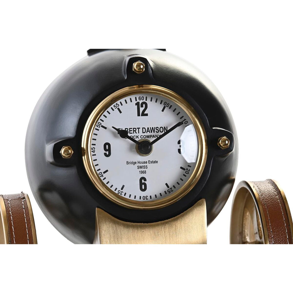 Decorative clock with black and gold design on a white background