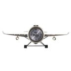 Airplane-shaped clock on a white background