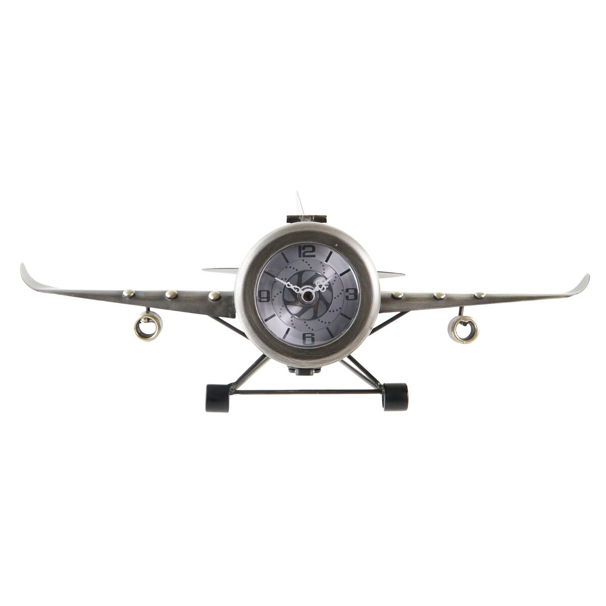 Airplane-shaped clock on a white background