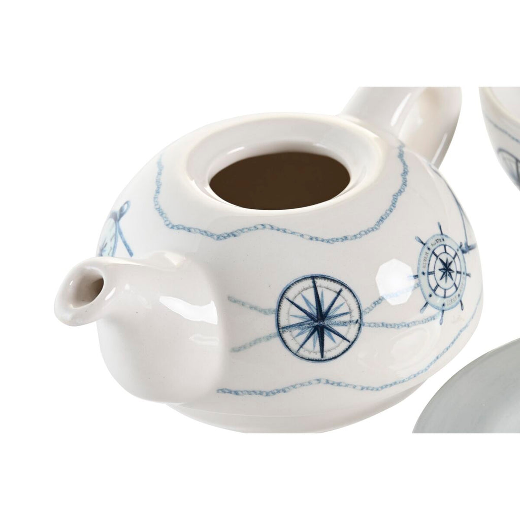 Tea Set DKD Home Decor Blue White 750 ml Dolomite (3 Units)-1