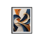 Framed abstract art print with swirling colors on a white background