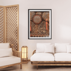Decorative wall art with Arabic calligraphy in a living room setting.