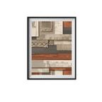 Layered boho wall art print with woven textures and earthy tones, ideal for modern home decor.