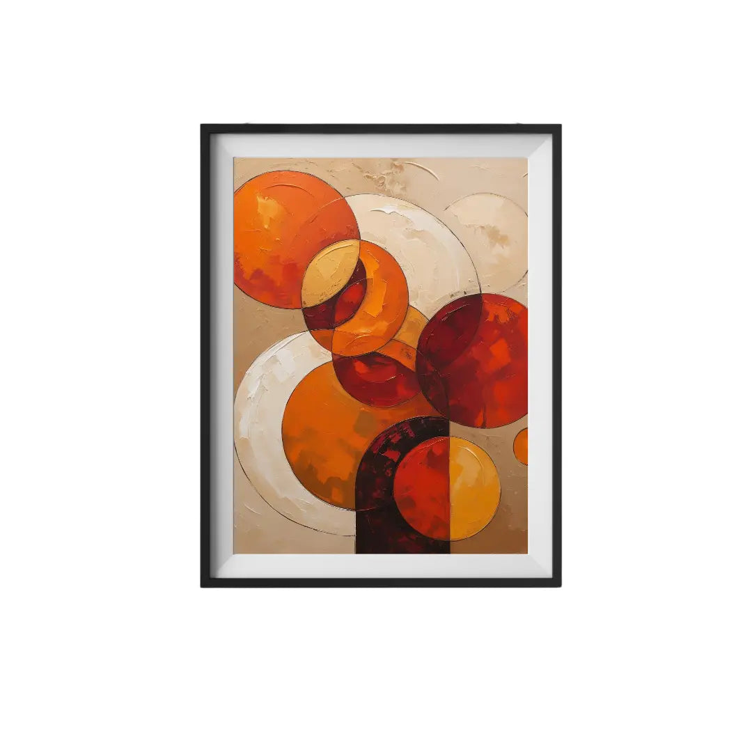 Solar Orbit orange red abstract circle wall art modern home décor