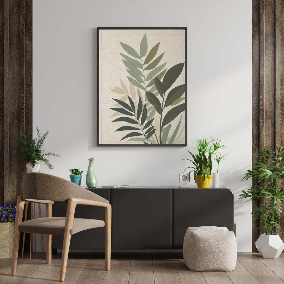 Serene Canopy Minimalist Tropical Leaf Silhouettes