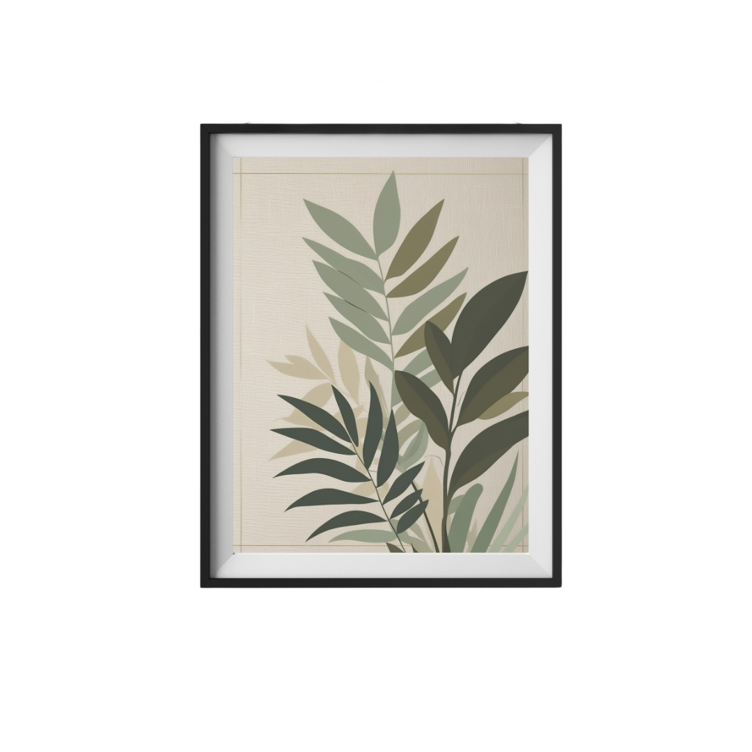 Serene Canopy Minimalist Tropical Leaf Silhouettes