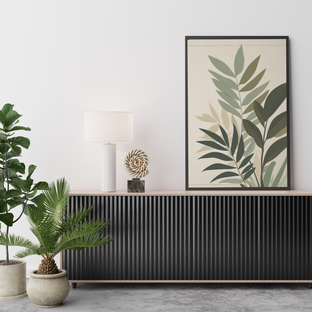 Serene Canopy Minimalist Tropical Leaf Silhouettes