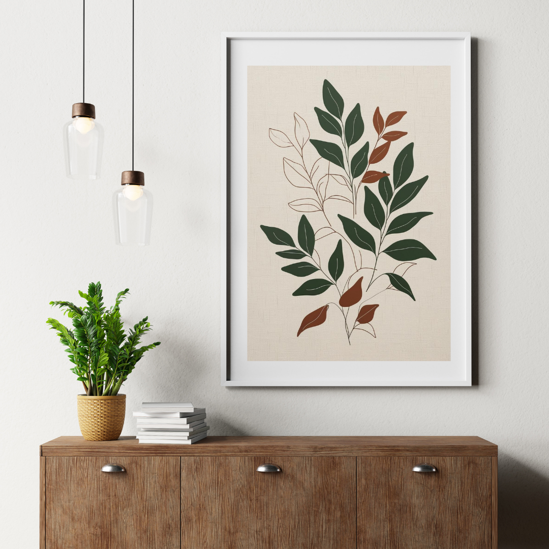 Terracotta Leaves Modern Botanical Outline