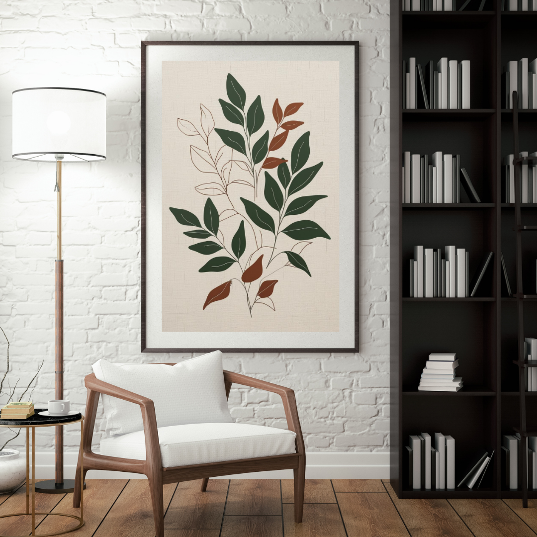 Terracotta Leaves Modern Botanical Outline