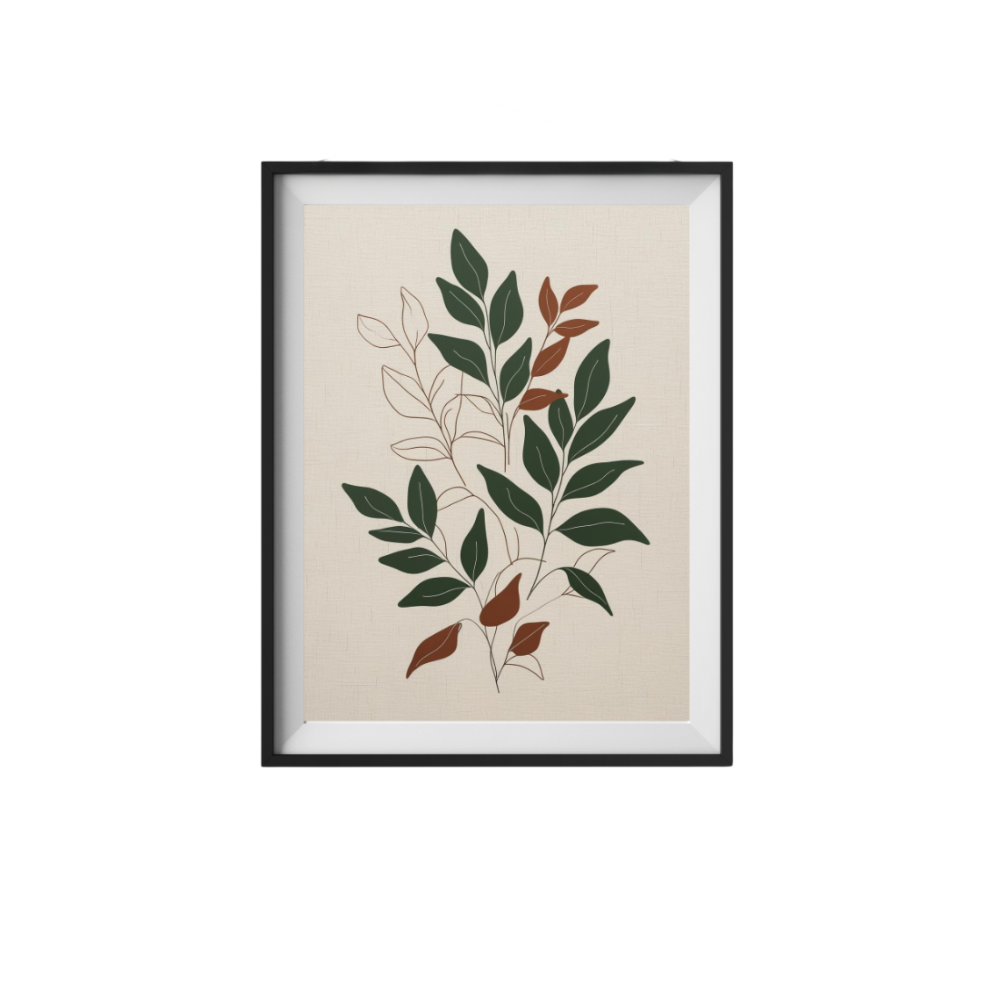 Terracotta Leaves Modern Botanical Outline