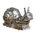 Steampunk-style mechanical sculpture with gears and intricate details on a white background