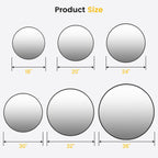 Measurement chart showing the size of circular products with dimensions in inches.