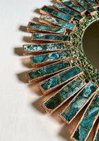 Starburst - Handmade 20" Round Rose Gold Plated Agate Mirror with Blue Green Agate Crystal Gemstones-3