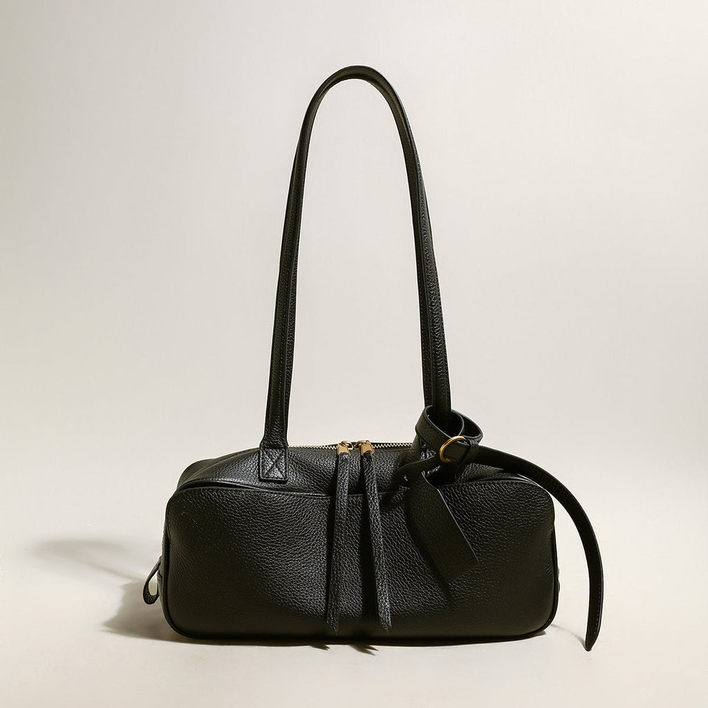 Mini Rectangular Knot Strap Shoulder Bag in black with a chic knotted strap and zip closure, perfect for everyday use.
