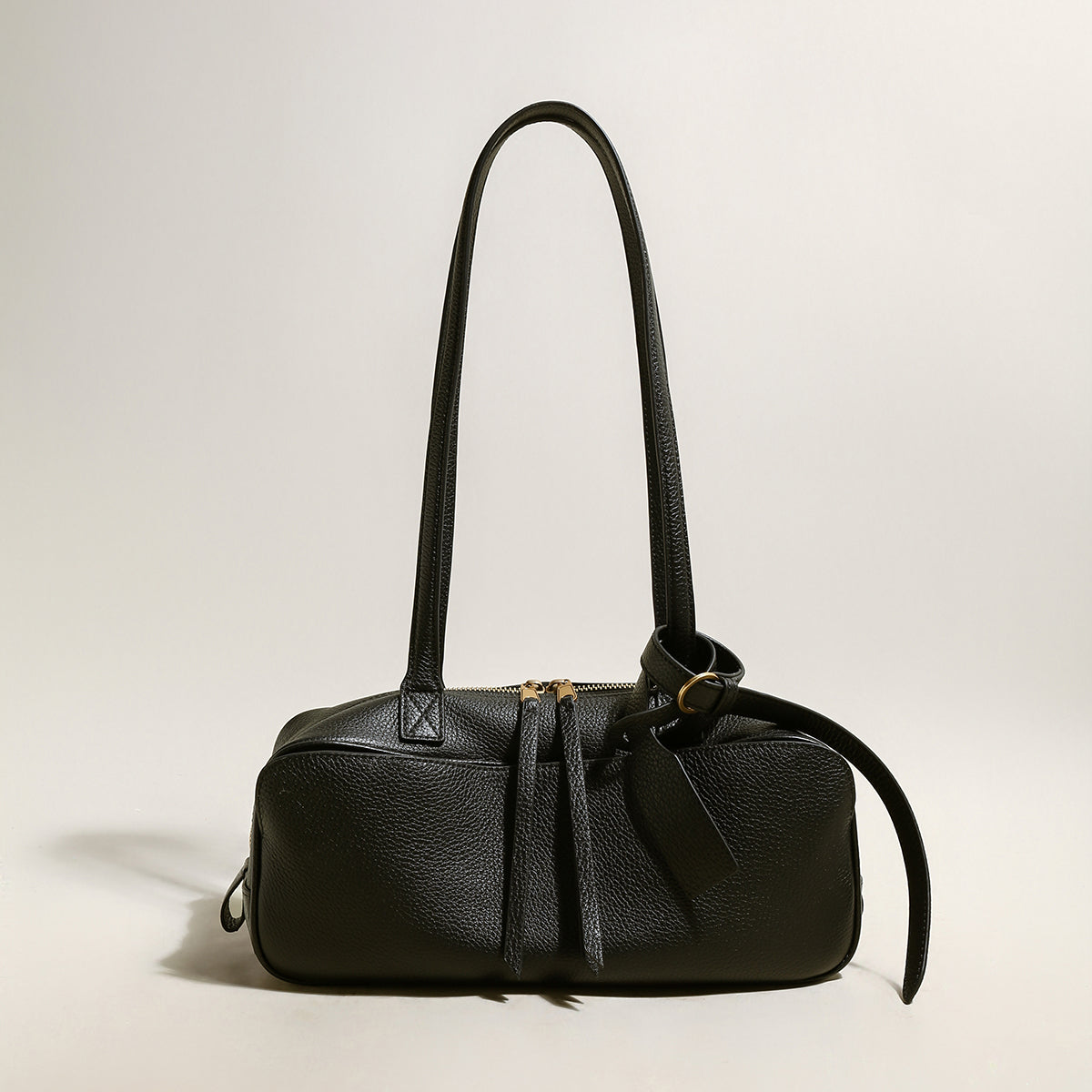 Mini Rectangular Knot Strap Shoulder Bag in black with a chic knotted strap and zip closure, perfect for everyday use.